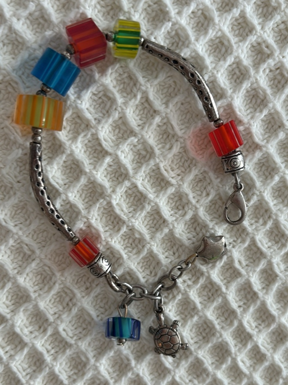 Multicolor Beaded Turtle Charm Bracelet - Women Jewelry